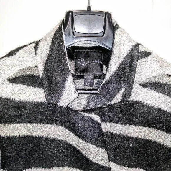 NWOT RD Style Zebra Polyester Wool Blend Coat Unlined S - Picture 4 of 9